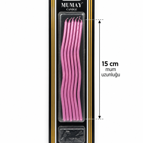 Kıvrık Mum Pembe 15 cm