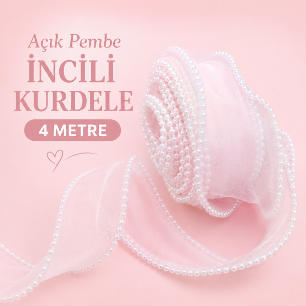 İncili Kurdele Açık pembe