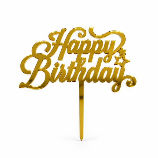 Happy Birthday Çubuklu Pleksi (gold)