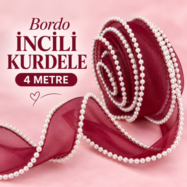 İncili kurdele Bordo