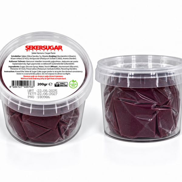 ŞekerSugar Şeker Hamuru 200gr Bordo