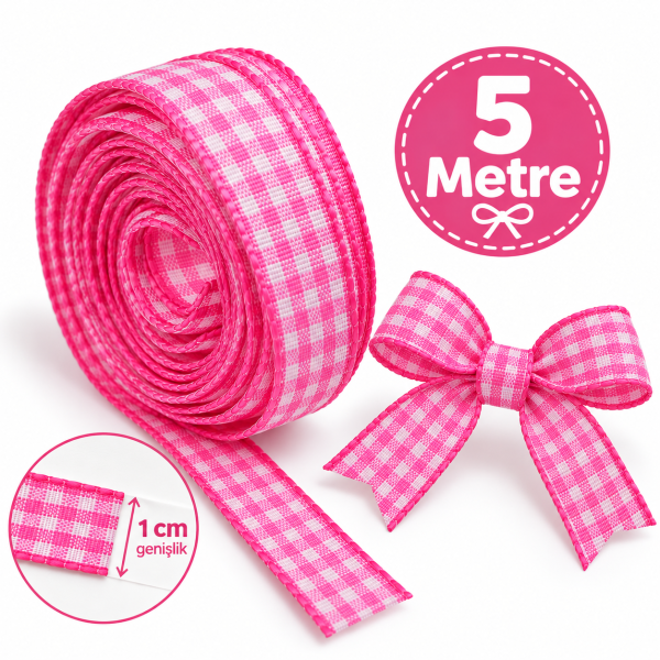Pembe pötikare kurdele 5 metre